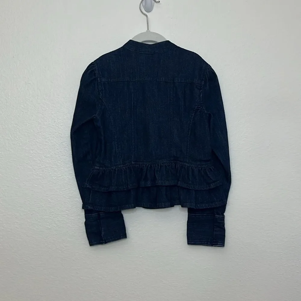 Gap Kids Girls Denim peplum jacket Sz Medium Military style